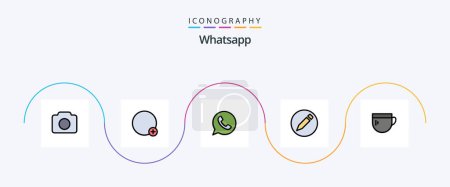 Ilustración de Whatsapp Line Filled Flat 5 Icon Pack Including coffee. cup. app. text. basic - Imagen libre de derechos