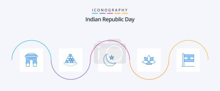 Illustration for Indian Republic Day Blue 5 Icon Pack Including night. night. delicacy. moon. sweet - Royalty Free Image