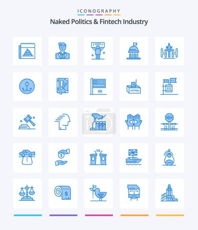 Illustration for Creative Naked Politics And Fintech Industry 25 Blue icon pack  Such As diplomacy. conference. leader. agreement. politics - Royalty Free Image