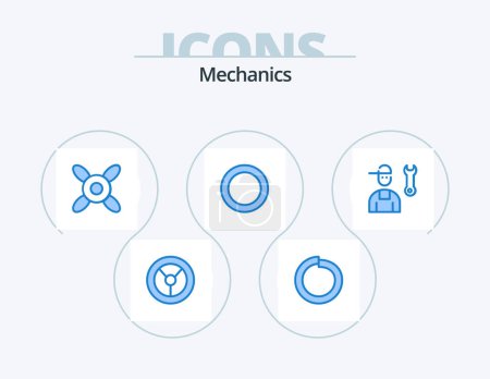 Illustration for Mechanics Blue Icon Pack 5 Icon Design. . . ring. service. mechanic - Royalty Free Image
