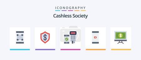Ilustración de Cashless Society Flat 5 Icon Pack Including smartphone. cashless. intelligent. qr. Creative Icons Design - Imagen libre de derechos