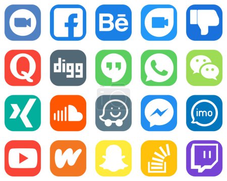 Ilustración de 20 iconos de redes sociales para todas sus necesidades, como mensajero. whatsapp. google duo. Google hangouts e iconos de preguntas. Elegante conjunto de iconos de gradiente - Imagen libre de derechos