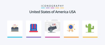 Illustration for Usa Flat 5 Icon Pack Including usa. medal. big gun. independence day. holiday. Creative Icons Design - Royalty Free Image