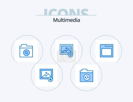 Illustration for Multimedia Blue Icon Pack 5 Icon Design. . sync. - Royalty Free Image