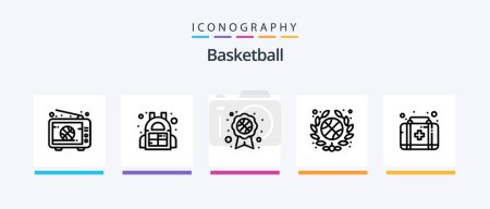 Téléchargez les illustrations : Basketball Ligne 5 Icône Pack inclus. blessure. association. l'équipe. Icônes créatives Design - en licence libre de droit
