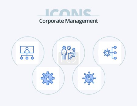 Ilustración de Gestión Corporativa Blue Icon Pack 5 Icon Design. reunión. entrevista. red. organización. liderazgo - Imagen libre de derechos