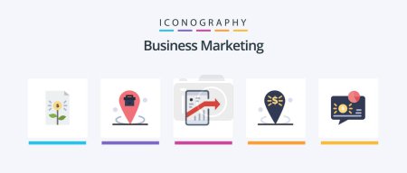 Illustration for Business Marketing Flat 5 Icon Pack Including location. banking. place. smartphone. marketing. Creative Icons Design - Royalty Free Image