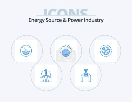 Téléchargez les illustrations : Energy Source And Power Industry Blue Icon Pack 5 Icon Design. earth. globe. ampere. co industry. invironmental - en licence libre de droit