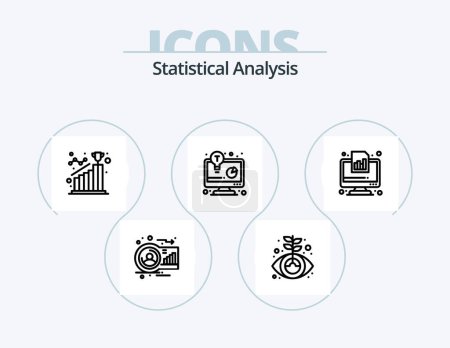 Téléchargez les illustrations : Ligne d'analyse statistique Icône Pack 5 Icône Design. statistiques. graphique. faire du shopping. graphique. atteindre - en licence libre de droit