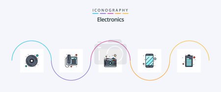 Illustration for Electronics Line Filled Flat 5 Icon Pack Including electric. battery. photography. electronic. mobile - Royalty Free Image