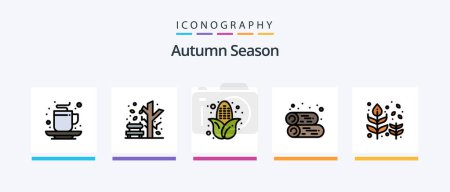 Illustration for Autumn Line Filled 5 Icon Pack Including healthy. food. tea. fig. fall. Creative Icons Design - Royalty Free Image