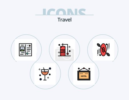 Téléchargez les illustrations : Travel Line Filled Icon Pack 5 Icon Design. . map. money. location. travel - en licence libre de droit