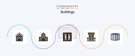 Ilustración de Buildings Line Filled Flat 5 Icon Pack Including shops. house. christian building. buildings. home - Imagen libre de derechos