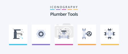 Illustration for Plumber Flat 5 Icon Pack Including mechanical. plumbing. mechanical. plumber. valve. Creative Icons Design - Royalty Free Image