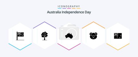Illustration for Australia Independence Day 25 Glyph icon pack including aussie. kangaroo. country. citysets. animal - Royalty Free Image