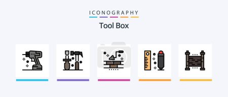 Illustration for Tools Line Filled 5 Icon Pack Including security. fences. industry. tools. hammer. Creative Icons Design - Royalty Free Image