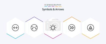 Illustration for Symbols and Arrows 25 Line icon pack including sign. magic. logo. music. arrows - Royalty Free Image