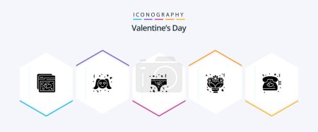 Illustration for Valentines Day 25 Glyph icon pack including heart. romantic. clothing. love. bouquet - Royalty Free Image