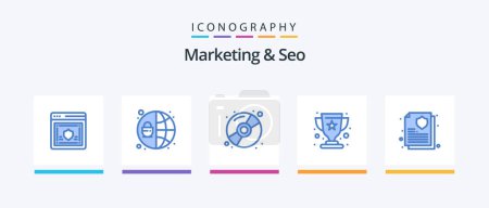 Illustration for Marketing And Seo Blue 5 Icon Pack Including insurance policy. champion. cd. winner. cup. Creative Icons Design - Royalty Free Image