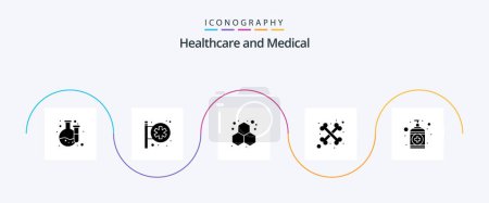 Illustration for Medical Glyph 5 Icon Pack Including care. soap. experiment. hand. cross - Royalty Free Image