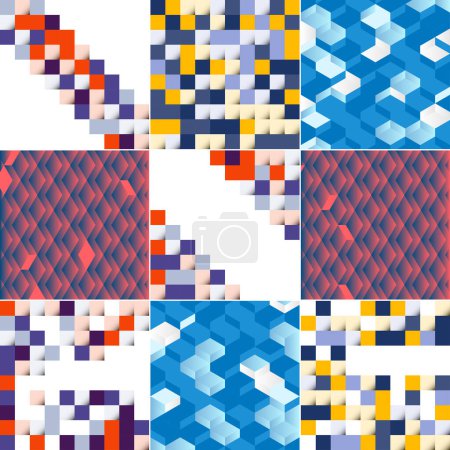 Téléchargez les illustrations : Vector background with an illustration of an abstract texture featuring squares suitable for use as a pattern design in banners. posters. flyers. cards. postcards. covers. and brochures - en licence libre de droit