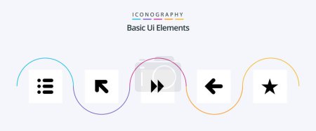 Téléchargez les illustrations : Basic Ui Elements Pack Icône Glyphe 5 Inclus médias. Signets. En avant. pointez en arrière. flèches - en licence libre de droit