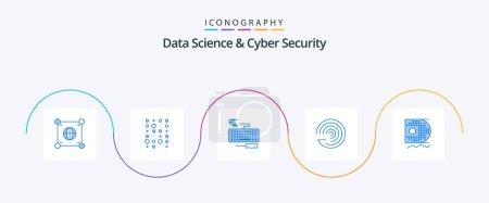 Illustration for Data Science And Cyber Security Blue 5 Icon Pack Including scince. scince. key. forecasting model. forecasting - Royalty Free Image