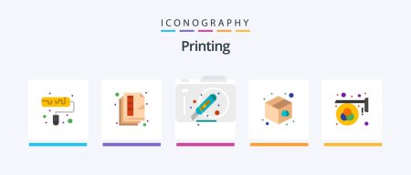 Illustration for Printing Flat 5 Icon Pack Including advertisement. warehouse. cut. goods. page. Creative Icons Design - Royalty Free Image