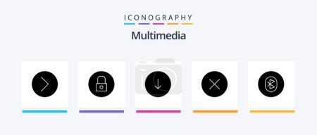 Ilustración de Multimedia Glyph 5 Icon Pack Including communication. multimedia. arrow. media player. error. Creative Icons Design - Imagen libre de derechos