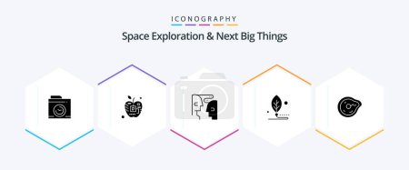 Illustration for Space Exploration And Next Big Things 25 Glyph icon pack including bend. leaf. brain. digital. artificial - Royalty Free Image