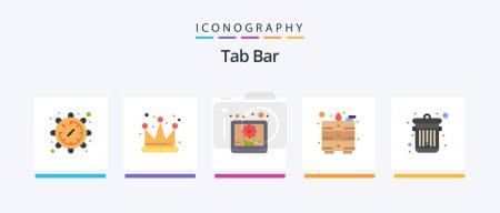 Ilustración de Tab Bar Flat 5 Icon Pack Including . trash. picture. dustbin. table. Creative Icons Design - Imagen libre de derechos