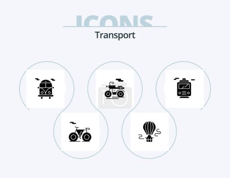 Illustration for Transport Glyph Icon Pack 5 Icon Design. . transportation. public bus. transport. transport - Royalty Free Image