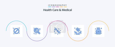 Illustration for Health Care And Medical Blue 5 Icon Pack Including alternative. insurance. dental. healthcare. hands - Royalty Free Image