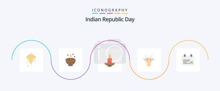 Illustration for Indian Republic Day Flat 5 Icon Pack Including adornment. light. lamp. lamp. diwali - Royalty Free Image