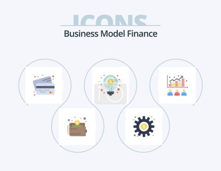 Téléchargez les illustrations : Finance Flat Icon Pack 5 Icon Design. solution. fitness. work. financial. money - en licence libre de droit
