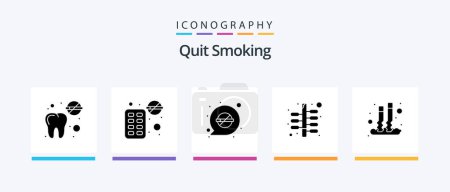 Illustration for Quit Smoking Glyph 5 Icon Pack Including cigarette. quit. healthy. lifestyle. acupuncture. Creative Icons Design - Royalty Free Image