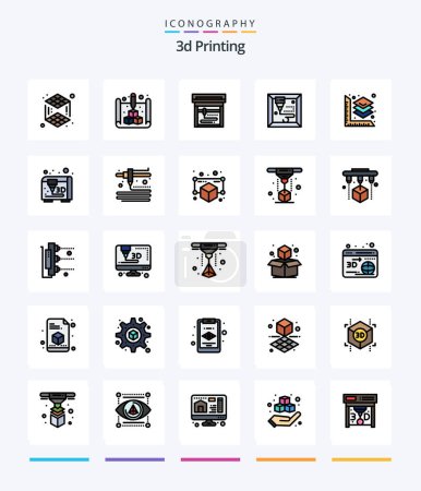 Ilustración de Creative 3d Printing 25 Line FIlled icon pack  Such As modeling. 3d. printing - Imagen libre de derechos