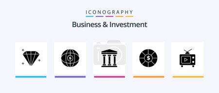 Ilustración de Business And Investment Glyph 5 Icon Pack Including . play. bank. television. dollar. Creative Icons Design - Imagen libre de derechos