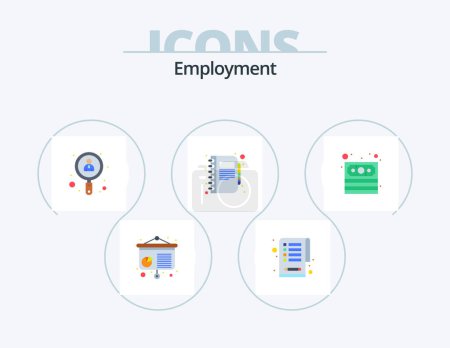 Téléchargez les illustrations : Employment Flat Icon Pack 5 Icon Design. payment. cash. user. note. copy - en licence libre de droit
