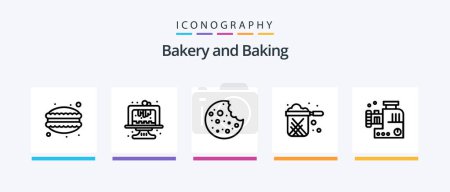 Téléchargez les illustrations : Baking Line 5 Icon Pack Including food. dinner. mixer. cafe. restaurant. Creative Icons Design - en licence libre de droit