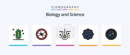 Téléchargez les illustrations : Biology Line Filled 5 Icon Pack Including molecule. biology. laboratory. atom. experiment. Creative Icons Design - en licence libre de droit