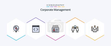 Ilustración de Corporate Management 25 Paquete de iconos de FilledLine incluyendo equipo. idea. sitio web. una lluvia de ideas. id - Imagen libre de derechos