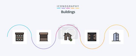 Illustration for Buildings Line Filled Flat 5 Icon Pack Including home. door. house. buildings. house - Royalty Free Image
