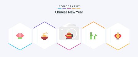Ilustración de Chinese New Year 25 Flat icon pack including tea. year. noodle. new. china - Imagen libre de derechos