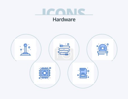Ilustración de Hardware Blue Icon Pack 5 Icon Design. .. .. Cambio. hardware. disco - Imagen libre de derechos