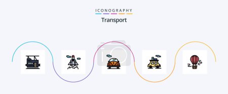 Illustration for Transport Line Filled Flat 5 Icon Pack Including . hot. transport. balloon. vehicle - Royalty Free Image