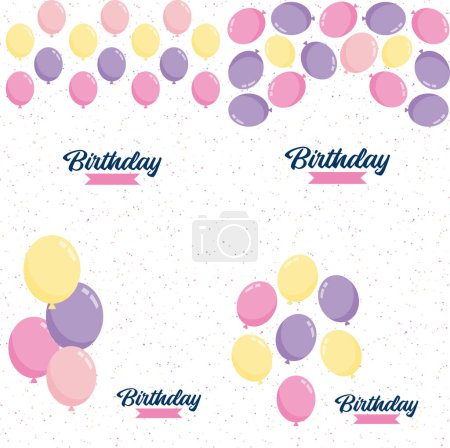 Illustration for Happy Birthday surrounded by a wreath of flowers and foliage in a watercolor style - Royalty Free Image