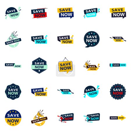 Téléchargez les illustrations : 25 Professional Typographic Designs for encouraging saving Save Now - en licence libre de droit