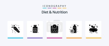 Ilustración de Diet And Nutrition Glyph 5 Icon Pack Including beet with leaves. juice. diet. healthy. bottle. Creative Icons Design - Imagen libre de derechos