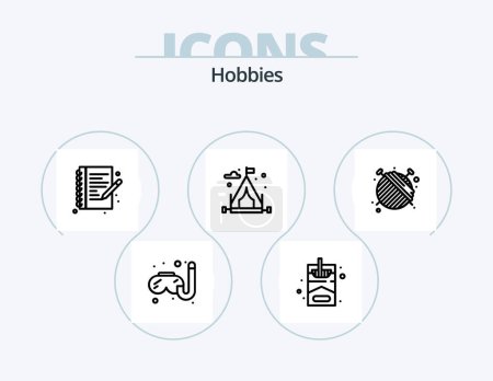 Téléchargez les illustrations : Hobbies Line Icon Pack 5 Icon Design. . hobbies. hobbies. smoke. hobbies - en licence libre de droit